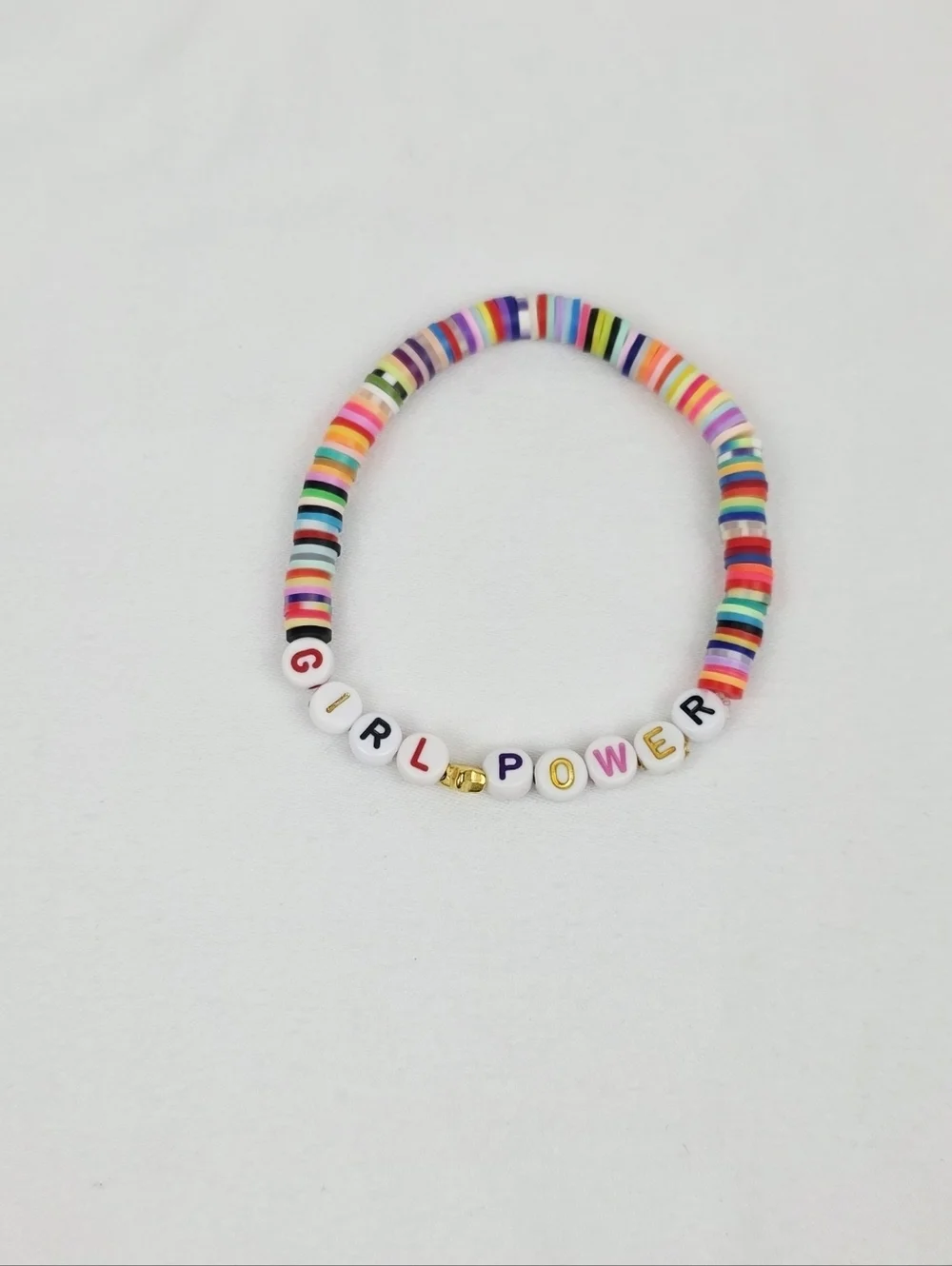 Handmade Clay Bead Multi Color Girl Power  Bracelet